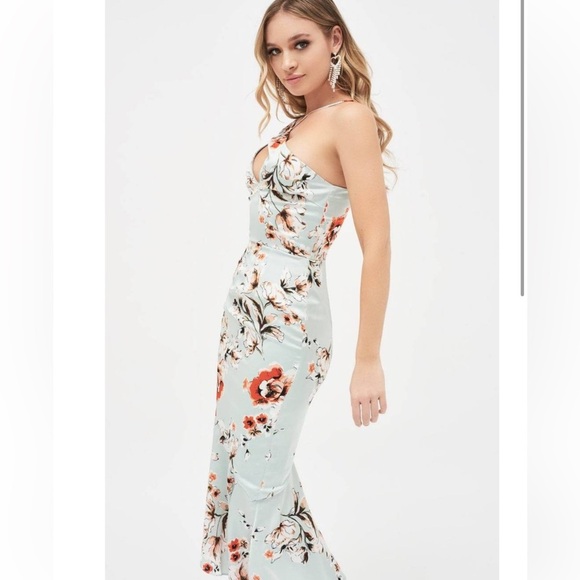 Lavish Alice One Shoulder Cut Out Asymmetric Midi Dress In Floral Print sz 4 - Picture 2 of 16